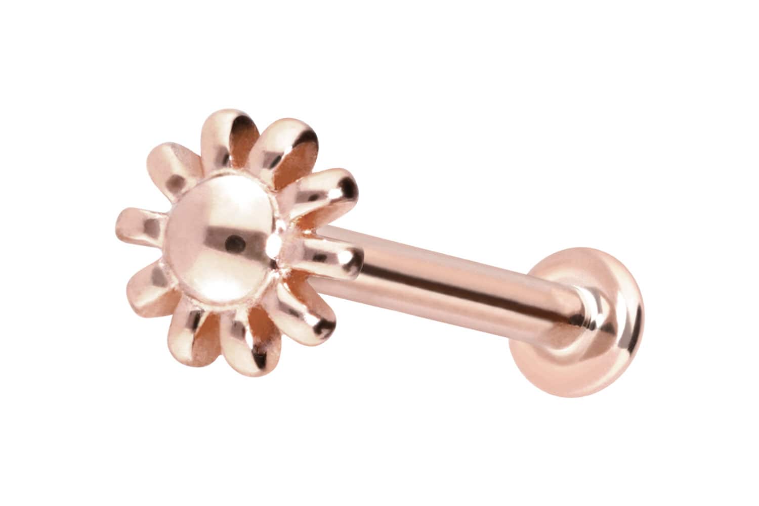 14 Karat Gold Labret Piercing mit Push Fit BLUME